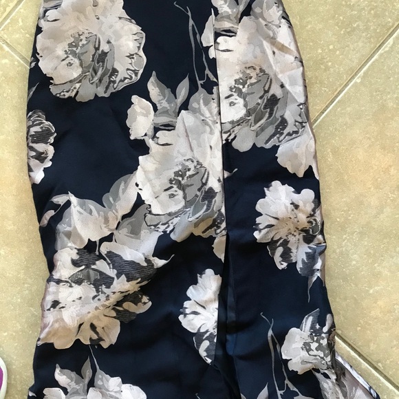 Dylan Gray Navy & Pinkish Silver Floral Prom Gown - Picture 3 of 10